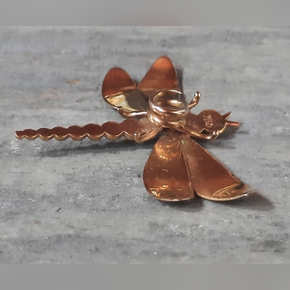 Vintage 18K Yellow Gold Ruby Custom Dragonfly Brooch Pin - Picture 11 of 15